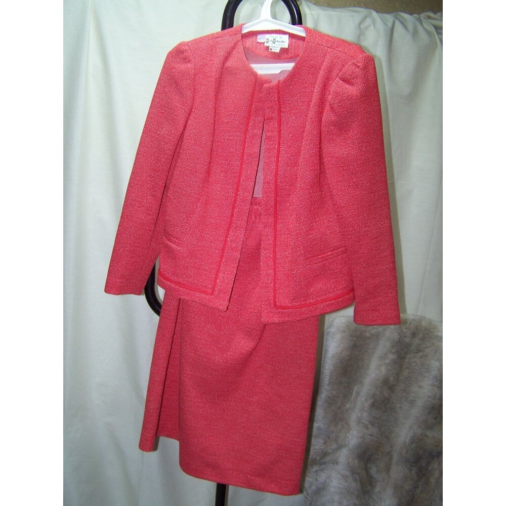 Vintage 60's Skirt Suit Jacket Red Knit Marty Gutmacher 8 Petite